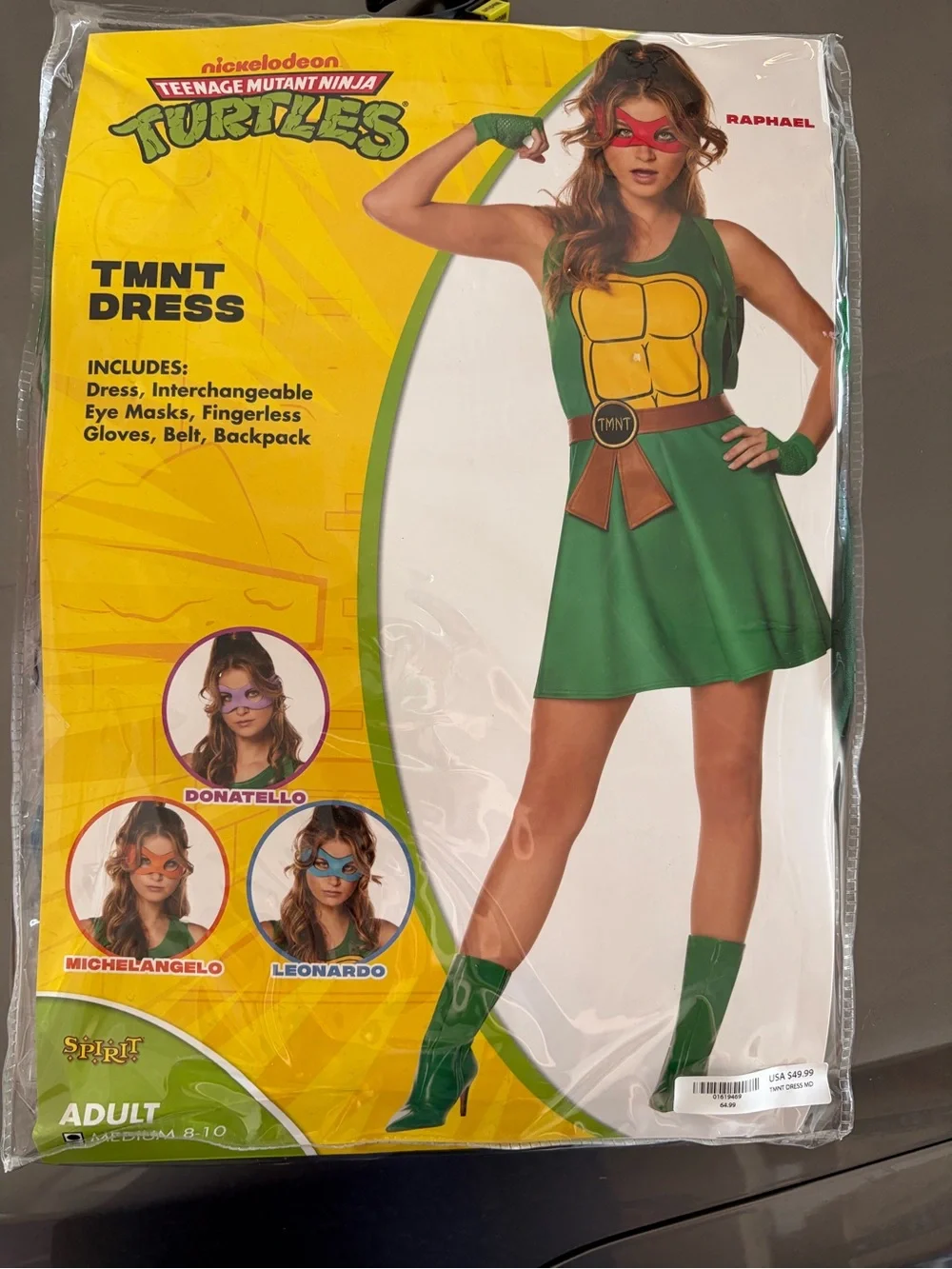 Teenage Mutant Ninja Turtles Raphael TMNT Green Dress Costume - Adult
